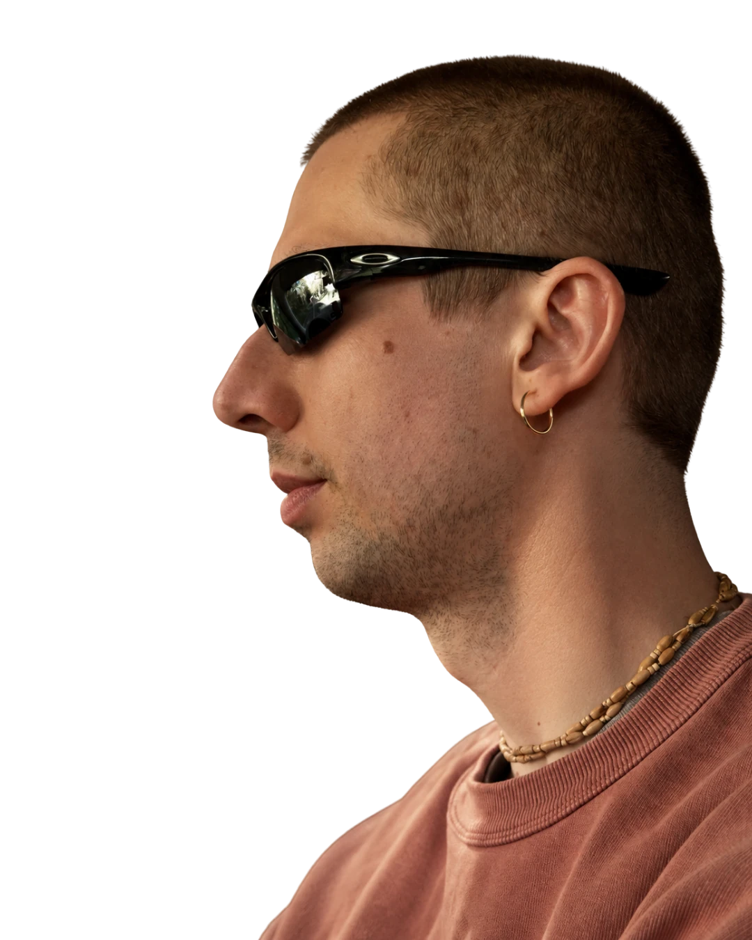 Volodymyr Riabchuk photographed in profile
